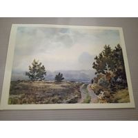 ДОРОГА ИЗ МИХАЙЛОВСКОГО В ТРИГОРСКОЕ ТРИ СОСНЫ.худ ЗВОНЦОВ.В 1958 Г.ТИРАЖ 50 000