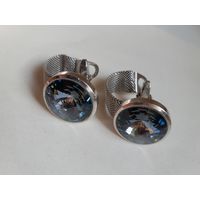 Запонки винтажные "Blue Crystal", конец 1960-х.