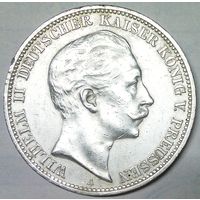 ГЕРМАНИЯ ПРУССИЯ 3 марки 1909 год "ВИЛЬГЕЛЬМ II" (серебро)