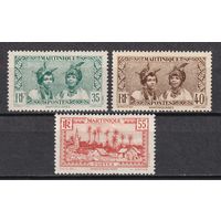 6.FrK. Франция. Колонии. Мартиника. Местные мотивы. 1933/38 гг. 35C, 40C, 55C. Mi.##135-136/139.