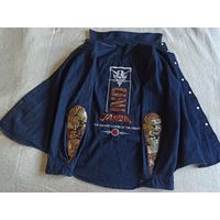 Эксклюзивная японская джинсовая -футболка с вышивкой .