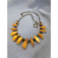 Колье, бусы, ожерелье с янтарем и ониксом