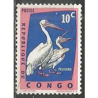 Конго(Киншаса). Птицы. Пеликан. 1963г. Mi#138.
