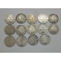 Германия 1/2 марки все года чекана 1905-1919 разные мд..