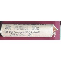 1 цент 1956 D США Ролл 50 шт.