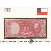 Чили 100 песо 1960-61 (UNC, банкнота в конверте)