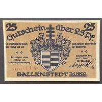 Нотгельд 25 пфеннигов 1921 год. Балленштедт. Веймарская республика