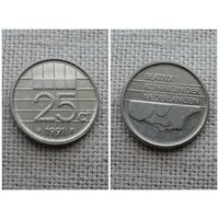 Нидерланды 25 центов 1991