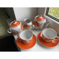 Новогодняя распродажа !КАЧЕСТВЕНННЫЙ !!Редкий старинный чайный сервиз маки фарфор СССР барановка Барановский фарфоровый завод на 8 пар(ПЕРСОН)