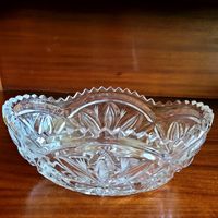 Конфетница ладья,  хрусталь, алмазная грань.