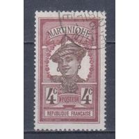 [1993] Французские колонии. Мартиника 1908. Культура и быт.Женская прическа.4с. Гашеная марка.