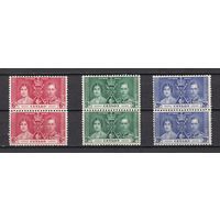 122.BrKS. Великобритания. Колонии.  Цейлон. Коронация Георга VI и Елизаветы. 1937 г. Полная серия. Пары. Mi.##227-229. MNH.