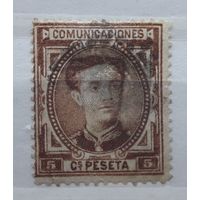Испания 1876-1878гг. Стандарт. 5 сентимо.Король Альфонсо XII.гаш.