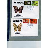 КОНВЕРТ СЕНЕГАЛ   2 шт,  БАБОЧКИ, КПД, 1982   марки Mi 759-762