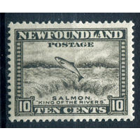 Британские колонии - Ньюфаундленд - 1932/41г. - лосось, перфорация 13 1/2, 10 с - 1 марка - MNH с пузырьками на клее [Mi 178 A]. #3-WB-96-A-1