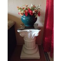 - ПОЛУ-ПЬЕДЕСТАЛ 56х34 Бетон Стекло Пластик Резина Вазон Цветы искусственные + запасное стекло