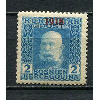 Босния и Герцеговина (Австро-венгерская администрация) - 1918 - Император Франц Иосиф I 1Н с надпечаткой 1918 - [Mi.148] - 1 марка. MH.  (Лот 14JC)-TG3P59