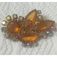 Брошь винтажная, чешское стекло