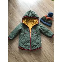 Куртка пальто BOOMI двусторонняя деми для мальчика или унисекс 3-5 лет + шапка бесплатно
