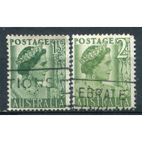 Австралия - 1950/51г. - королева Елизавета - 2 марки - полная серия, гашёные [Mi 204-205]. #3-WB-91-A-1