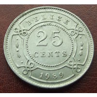 Белиз. 25 центов 1989