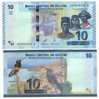 Боливия 10 боливиано 2018 (1986) год  UNC  (Колибри)