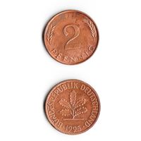 2 пфеннига Германия 1995 года(F)