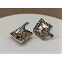 Массивные серьги Золото - серебро. 925-585. 3 клейма. С 1 рубля!