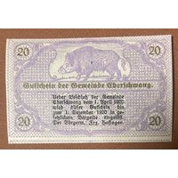 Нотгельд Австрия Эбершванга , 20 геллеров 1920 год