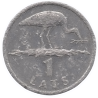 ЛАТВИЙСКАЯ РЕСПУБЛИКА. 1 ЛАТ 2001. Аист. Редкость.