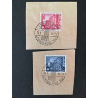 ГДР 1954 Вырезки с двумя марками серии "Торговая ярмарка в Лейпциге" (спецгашение) Mi.433-434 каталог 2.00 евро