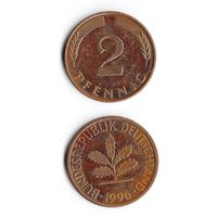 2 пфеннига Германия 1996 года(F)