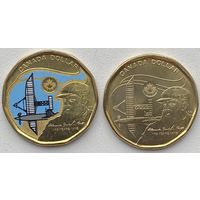 Канада 1 доллар 2022 г. 175 лет со дня рождения Александра Грейама Белла. Цветная + простая. Цена за пару