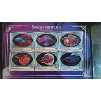 Блок рыбы фауна морская жизнь  MNH