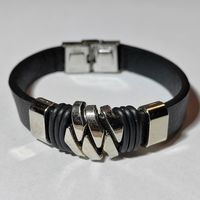 Браслет кожаный "Сила" (Silver version)