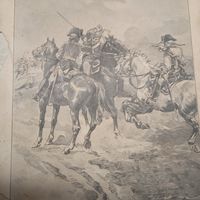 Суворовъ въ опасности подъ Тинцемъ.  Энциклопедическая гравюра СПБ. 19-20века 25х17см.