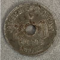 Монета 20 пфеннигов 1919 год. Крефельд. С рубля без МЦ.