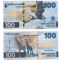 Замбия 100 квача 2024 год UNC  НОВИНКА
