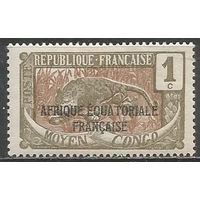 Французское Среднее Конго. Леопард. Надпечатка. 1924г. Mi#25.