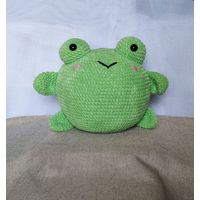 "Большая лягушка" Игрушка мягкая плюшевая амигуруми подушка интерьер ручная работа handmade