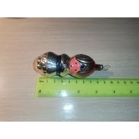 Ёлочная, стеклянная игрушка "Волшебник", времён СССР, длина 9 см., сколы в районе подвески, закрываются металлической частью.