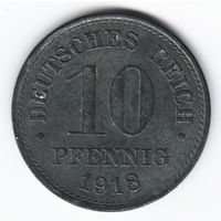 Германия 10 пфеннигов 1918 год _состояние VF/XF