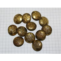 ПУГОВИЦЫ 12 шт. 1950г.На погоны и обшлаг рукава.Латунь,золочение
