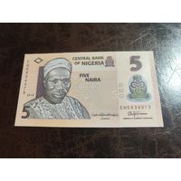 Нигерия 5 наира образца 2018 года AUNC p38 см описание