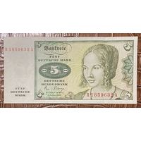 Банкнота 5 марок 1980 год. ФРГ. Портрет венецианской женщины.