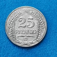 25 пфеннигов (1911г.)  (D).Никель.Супер сохран!Расспродажа! Смотрите и другие мои лоты!!!