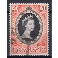 79a.BrKS. Великобритания. Колонии. Кения, Уганда и Танганьика. Коронация Елизаветы II. 1953 г. 20c. Mi.#90.