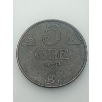 Норвегия 5 эре 1937 года .