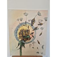 Картина акрил, 40х50см, холст на картоне, "Оторваны от дома"