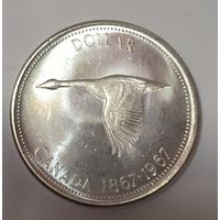 1 доллар 1967 Канада сахарная! Серебро